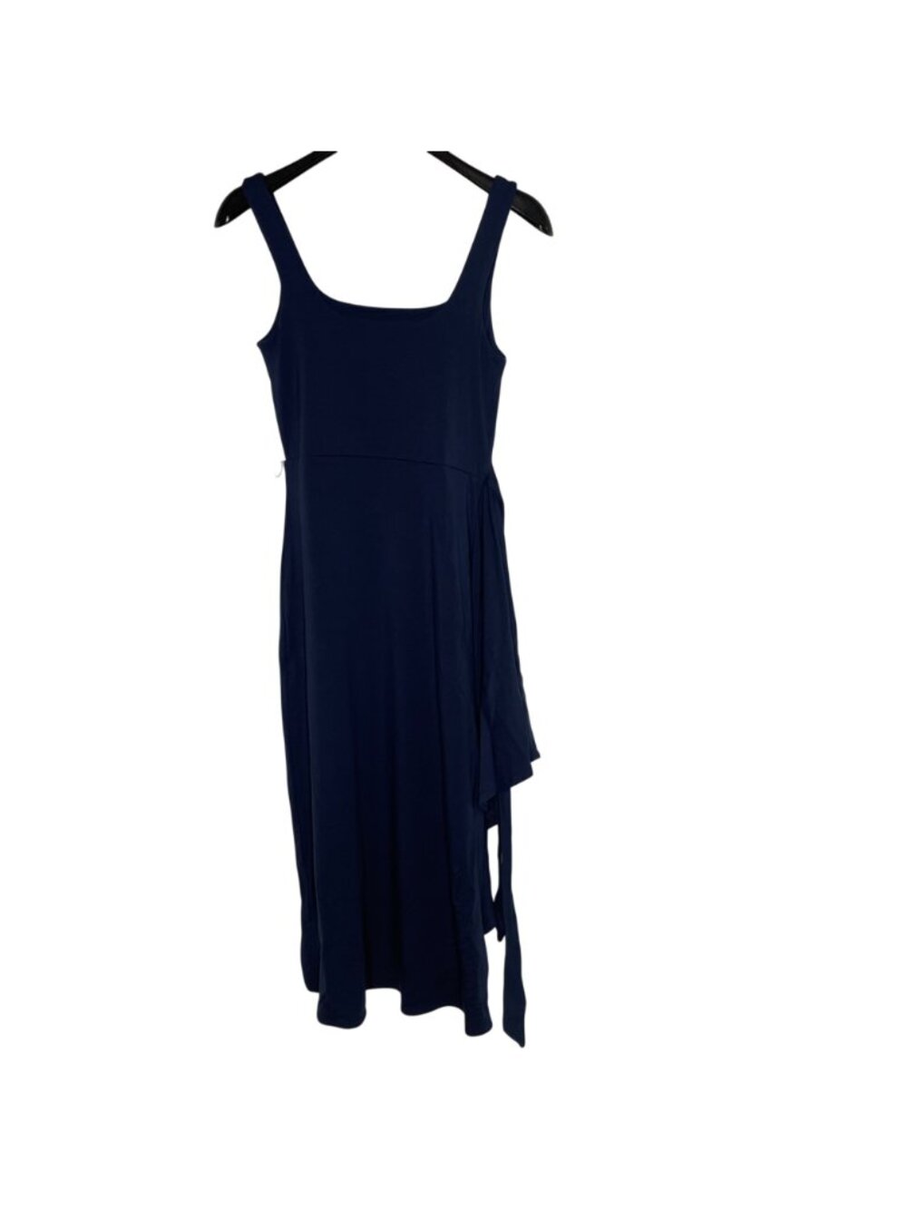 Quince Tencel Jersey Side Tie Midi Dress Navy Blue Sz SM Minimalist Comfort - Picture 5 of 9